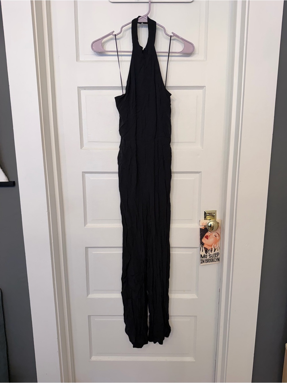 A&F Navy Backless Halter Jumpsuit